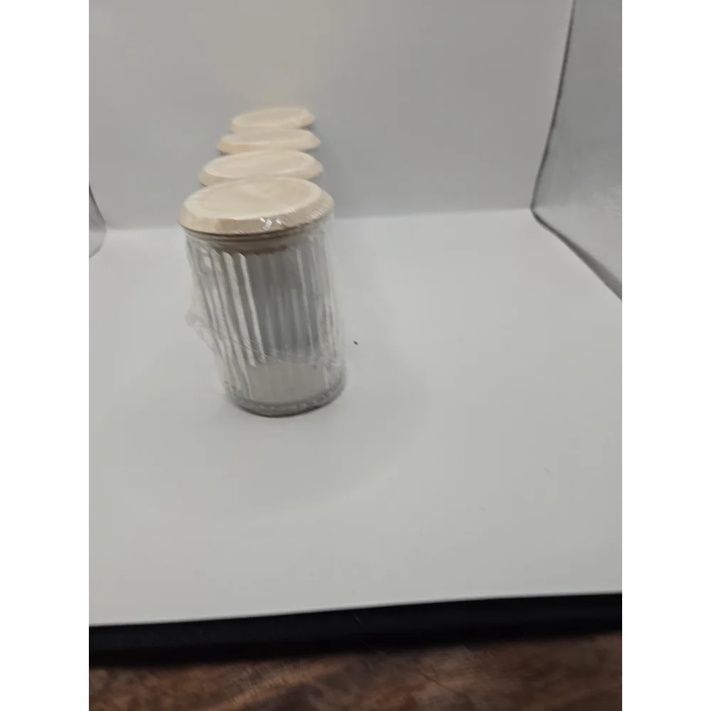 Set of 4 Target Bullseye Small Clear Glass Storage Jars with‎ Lids 7.4 Oz.